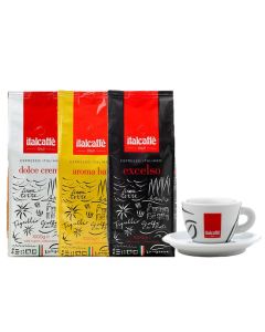 Café en grains Italcaffé 3kg + 1 cappuccino tas GRATUIT
